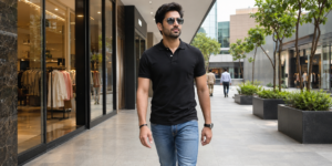 black polo shirt