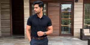 black polo shirt