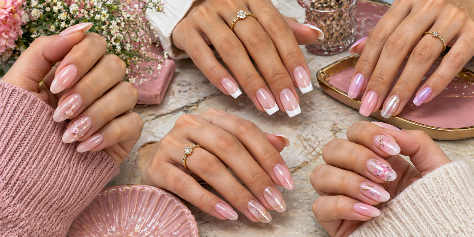 pink nail art