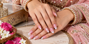 pink nail art