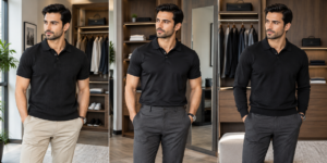 black polo shirt