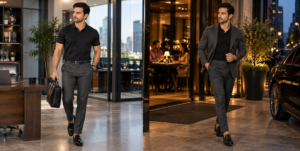 black polo shirt